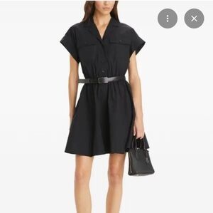 Tory Burch Black Short-Sleeve Shirt Dress